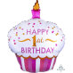 Folijski balon Cupcake za 1.rođendan roza XL