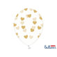 Lateks balon prozirni sa zlatnim srcima 30 cm