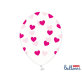 Lateks balon prozirni s ciklama srcima 30 cm