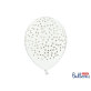Lateks balon bijeli sa zlatnim točkicama 30 cm