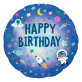 Folijski balon Happy Birthday Space presijavajući