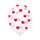 Lateks balon prozirni s crvenim srcima 30 cm