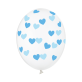 Lateks balon prozirni sa plavim srcima 30 cm