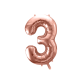 Folijski balon broj 3 rose gold