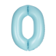 Folijski balon broj 0 mat pastel plavi